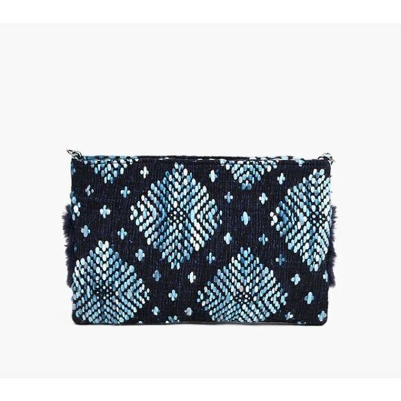 NWT America & Beyond Faux Fur Clutch Lake Effect Blue - Picture 3 of 8